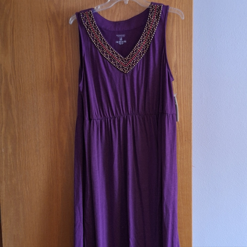 Kohl's Purple Maxi Dress with Embellished Neckline